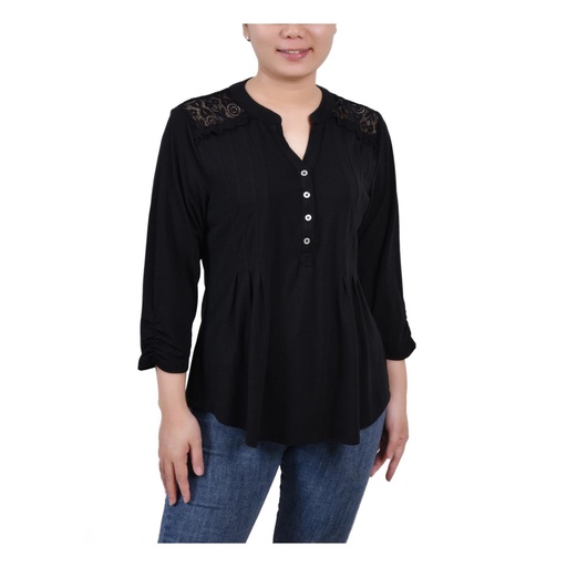 Blusa manga 3/4 cuello redondo escote en v