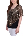 Blusa tipo poncho con lentejuelas
