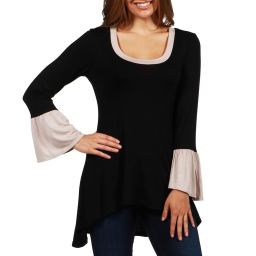 Blusa cuello redondo mangas campana