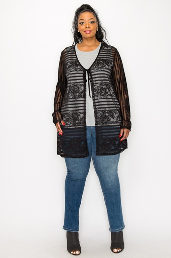 Cárdigan de encaje y lazo delantero