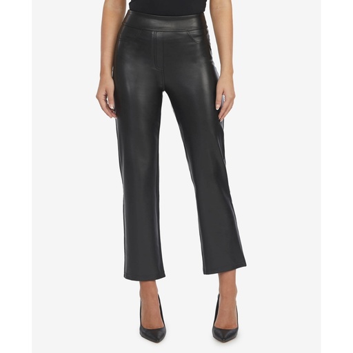 Pantalones rectos de piel sintética