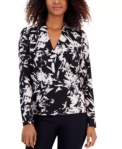 Blusa traslapada manga larga