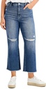 Jeans crop de pierna ancha rasgados