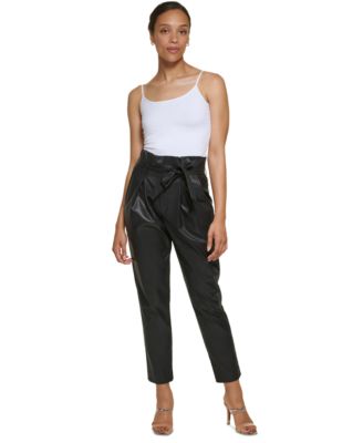 Pantalón de cuero sintético tiro alto