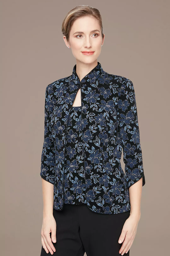 Conjunto de top y saco de encaje floral