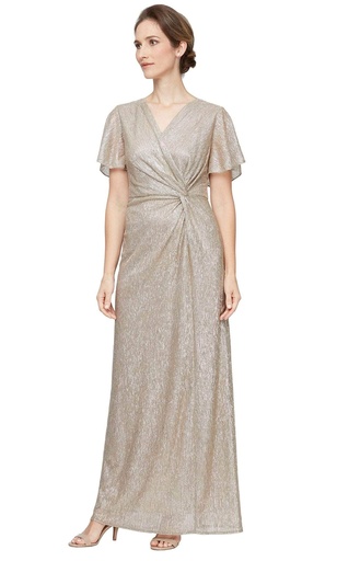Vestido metalizado de escote cruzado