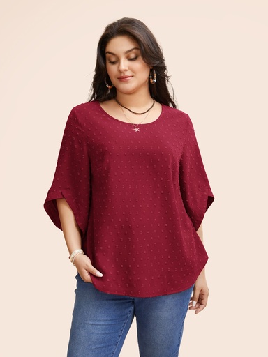 Blusa texturizada de cuello redondo