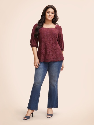 Blusa de encaje con mangas farol