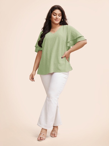 Blusa de lunares con escote en V (copia)