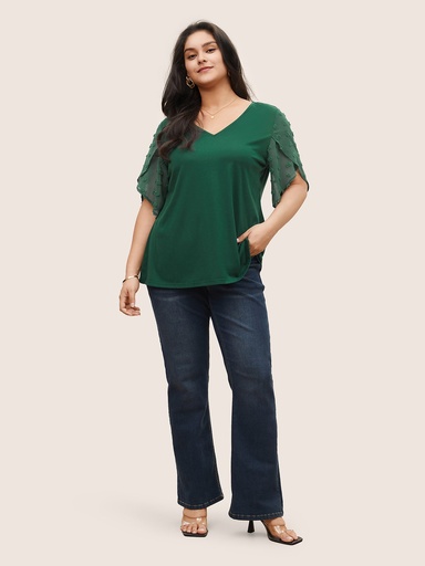 Blusa con mangas de pétalos Patchwork