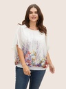 Blusa con mangas de murciélago floral