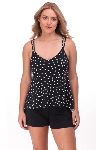 Top tankini de lunares de corte alto