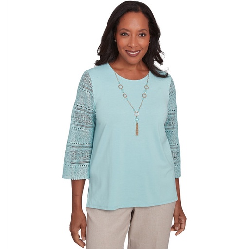 Blusa de punto con mangas de encaje (copia)
