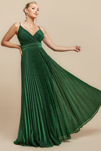 [190012] Vestido plisado de escote traslapado (copia)