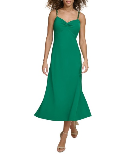 Vestido midi con ribete de cadena