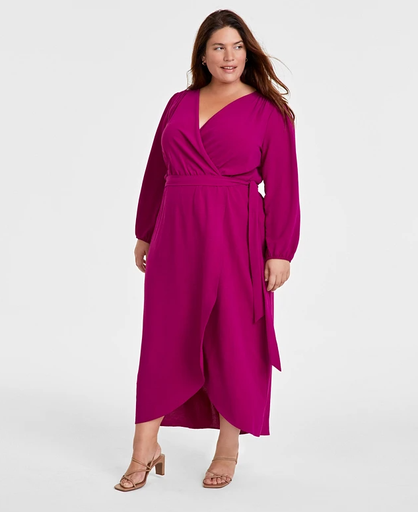 Vestido largo cruzado con lazo