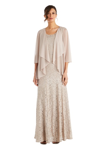 Vestido largo evasé con escote adornado (copia)