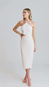 Vestido con cuello halter y apliques