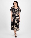 Vestido midi con capa floral