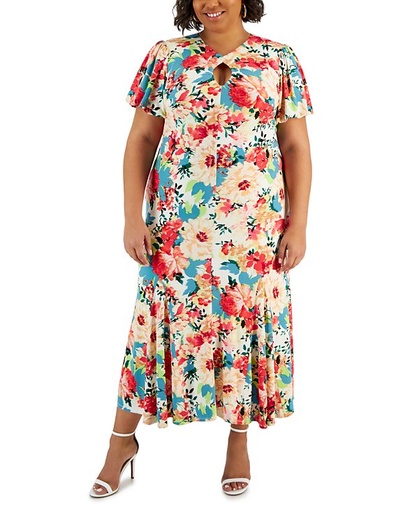 Vestido maxi floral con abertura