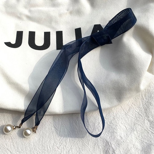 [1980013] Cinturón de gasa con perlas