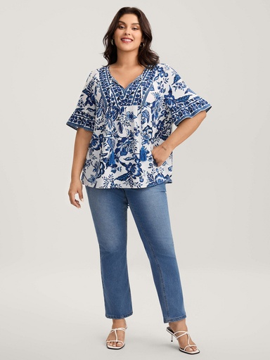 Blusa con borlas y estampado Bohemio