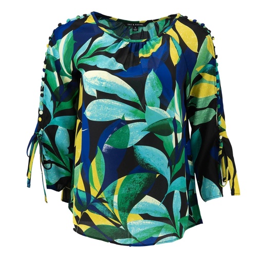 Blusa con manga 3/4, cuello redondo