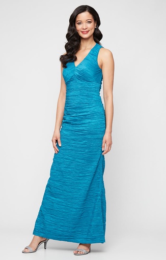 Vestido sin mangas de tafetán corrugado