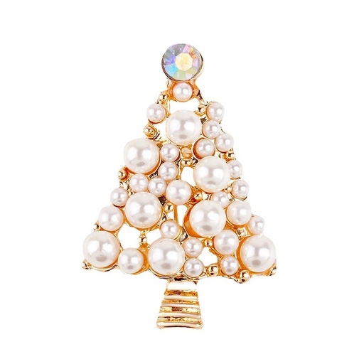 [2170036] Broche de árbol de navidad con perlas