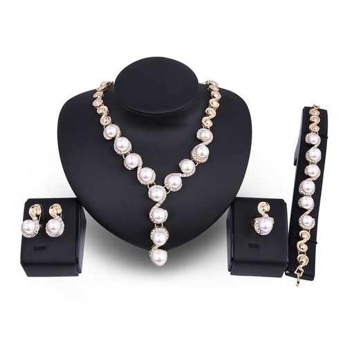 [2170046] Juego de collar con aretes de perlas