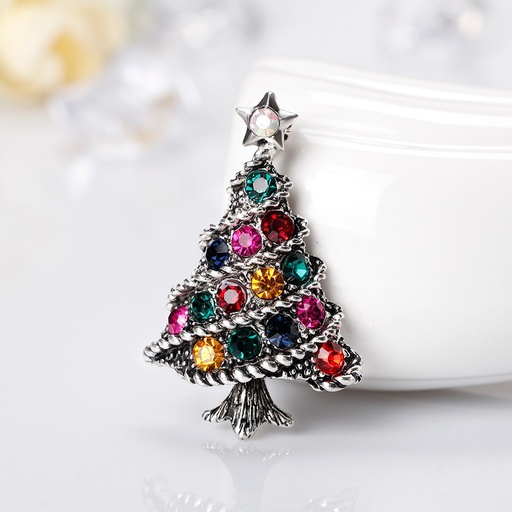 [2170069] Broche de árbol de Navidad con diamantes