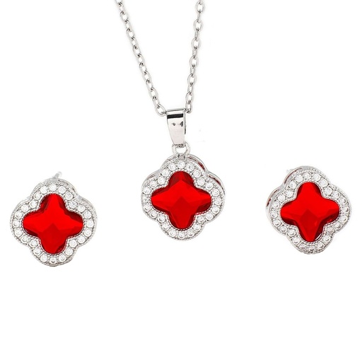 [2170085] Juego de collar con aretes de trébol