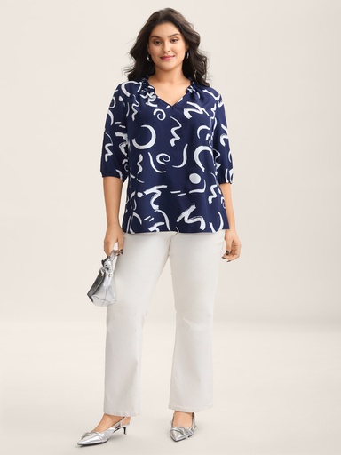 Blusa evasé con estampado artístico (copia)