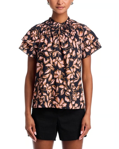 Blusa floral con mangas en capas