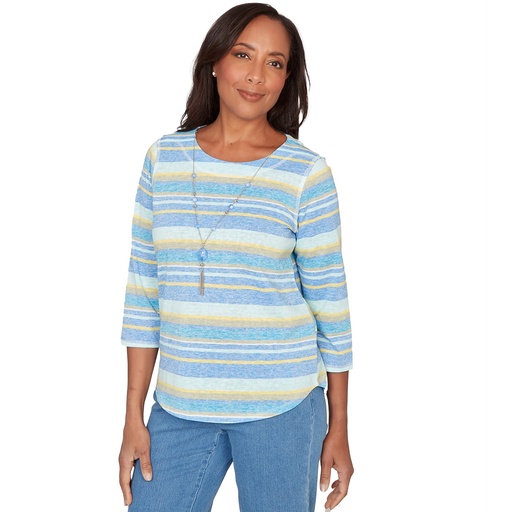 Blusa a rayas estilo costero con collar