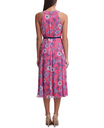 Vestido midi floreado con cinturón