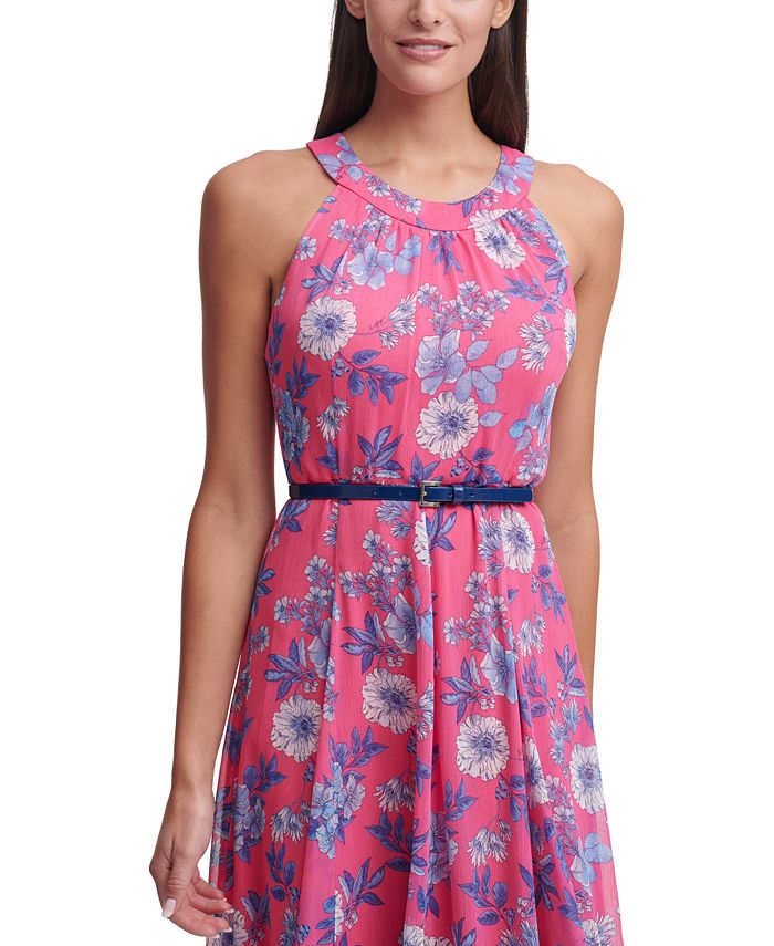 Vestido midi floreado con cinturón