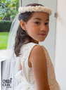 Velo con flores de raso y organza