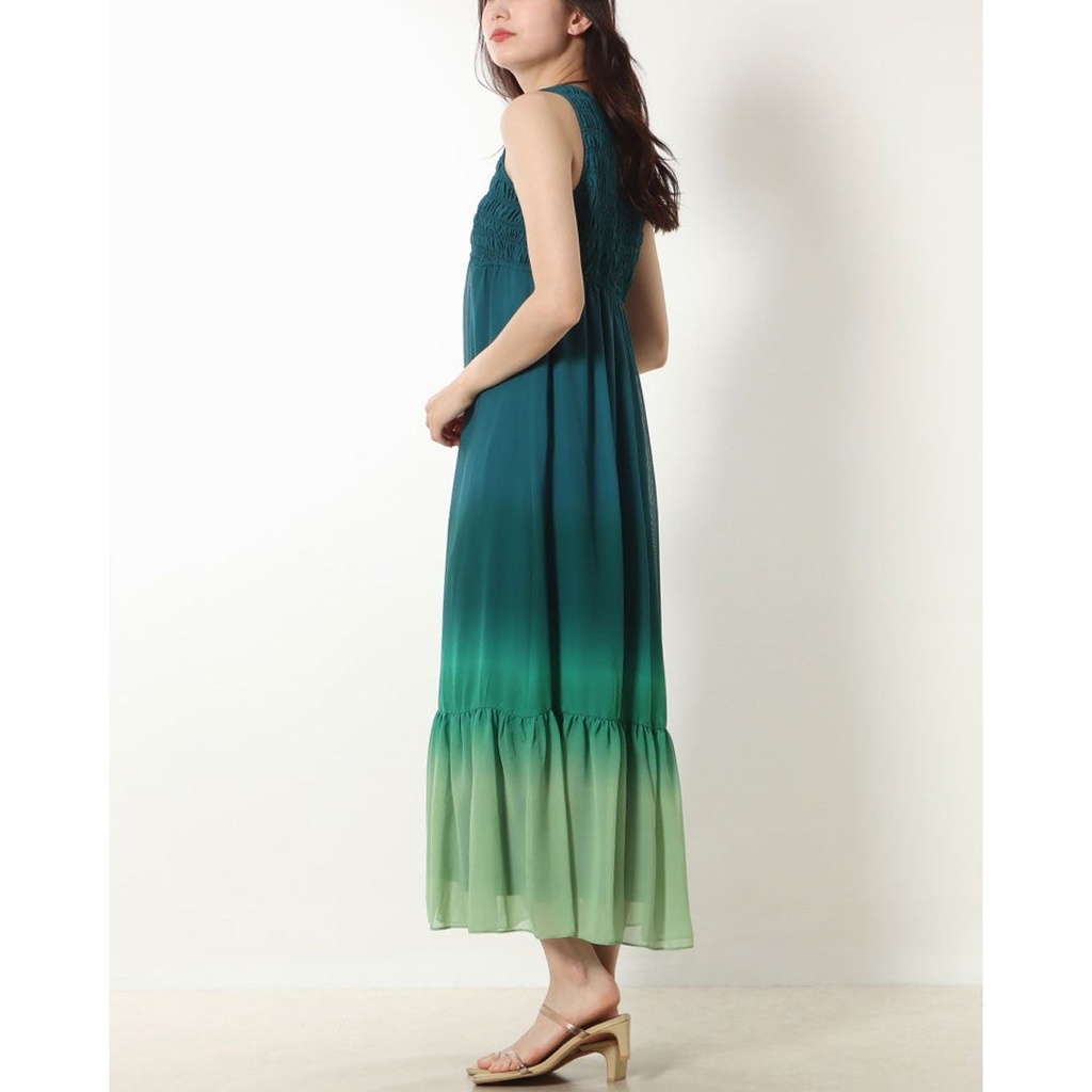 Vestido largo con ribete sombreado