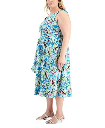 Vestido midi con lazo en la cintura