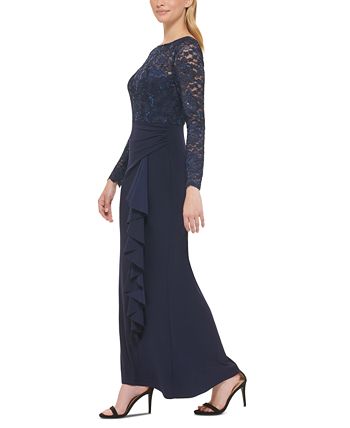 Vestido con top de encaje manga larga