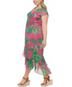 Vestido midi con orquídeas Island