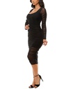 Vestido midi fruncido de gasa