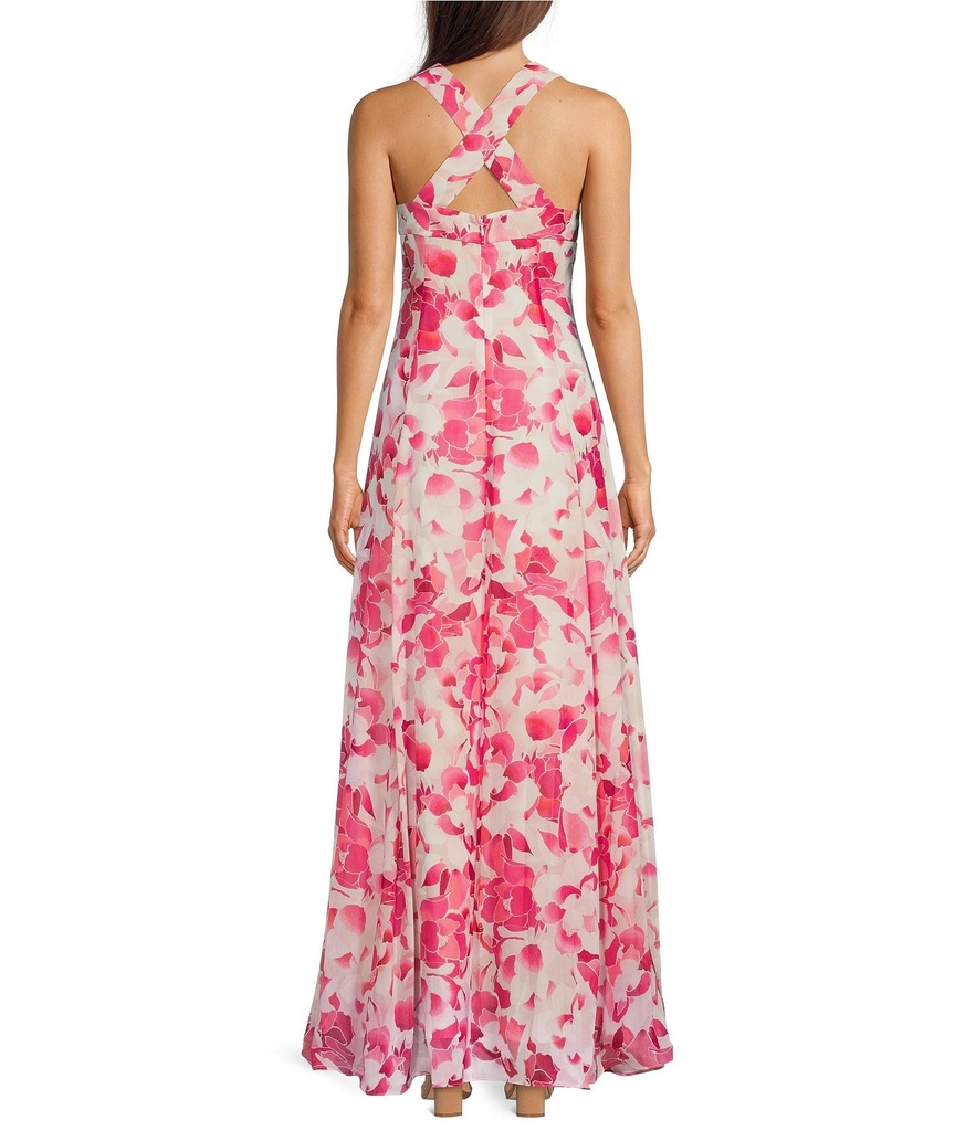 Vestido maxi floral con tiras en la espalda