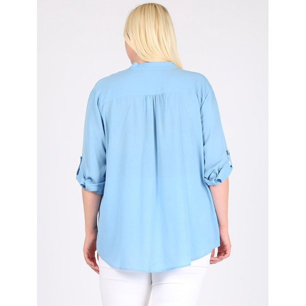 Blusa de chiffon con bolsillos