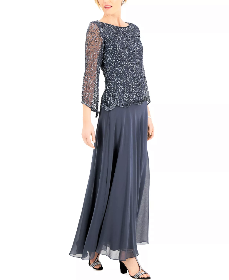 Vestido con lentejuelas y cuentas