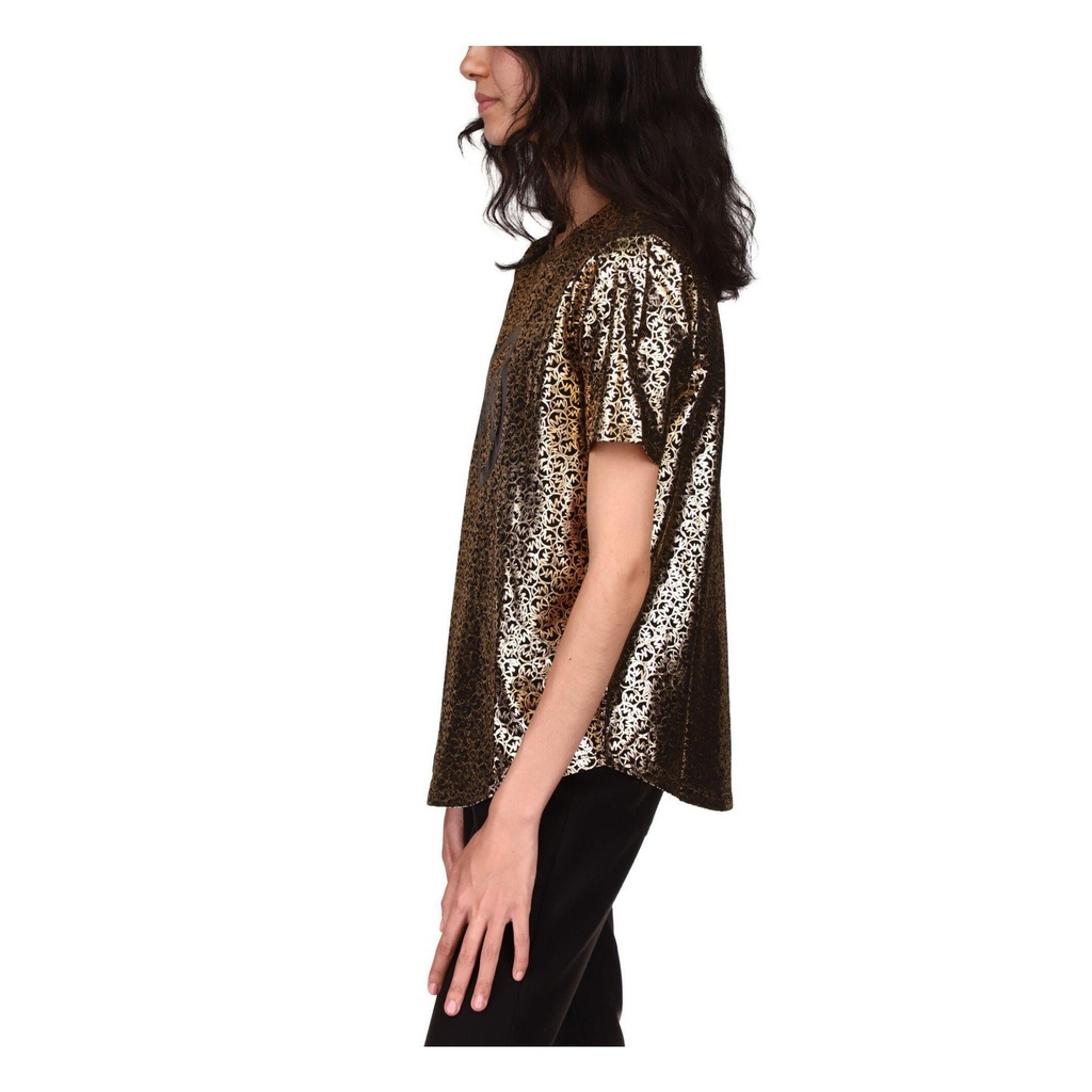 Blusa con logo metalizado