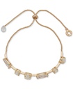 Pulsera deslizante de cristal y perlas de imitación en tono dorado