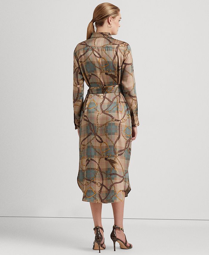 Vestido camisero de sarga a cuadros