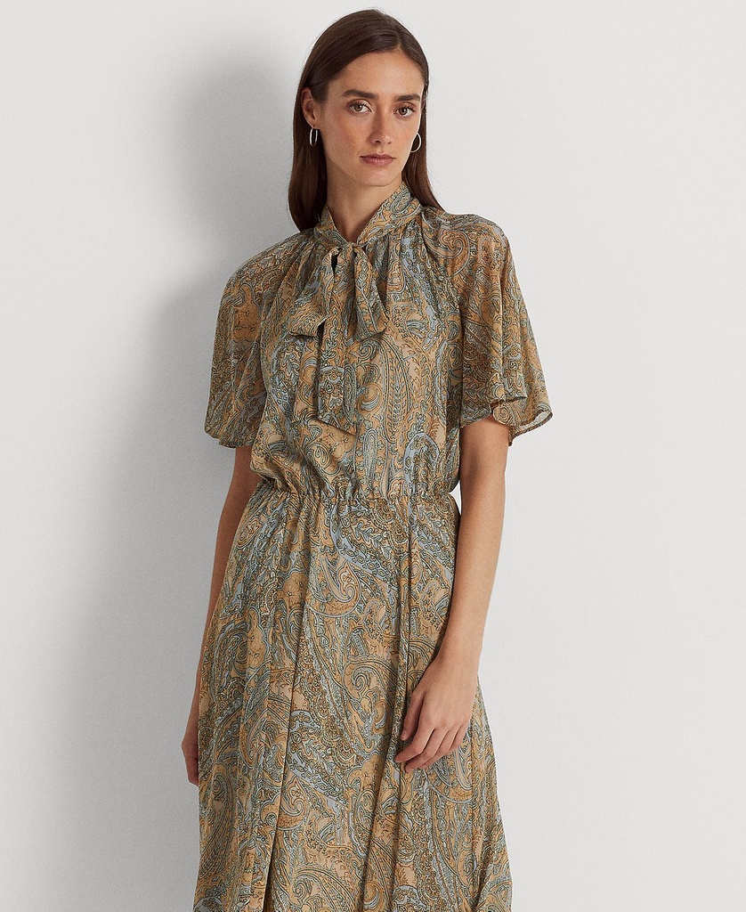 Vestido paisley crinkle Georgette